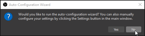 OBS first start waiting for confirmation if auto-configuration wizard should be executed